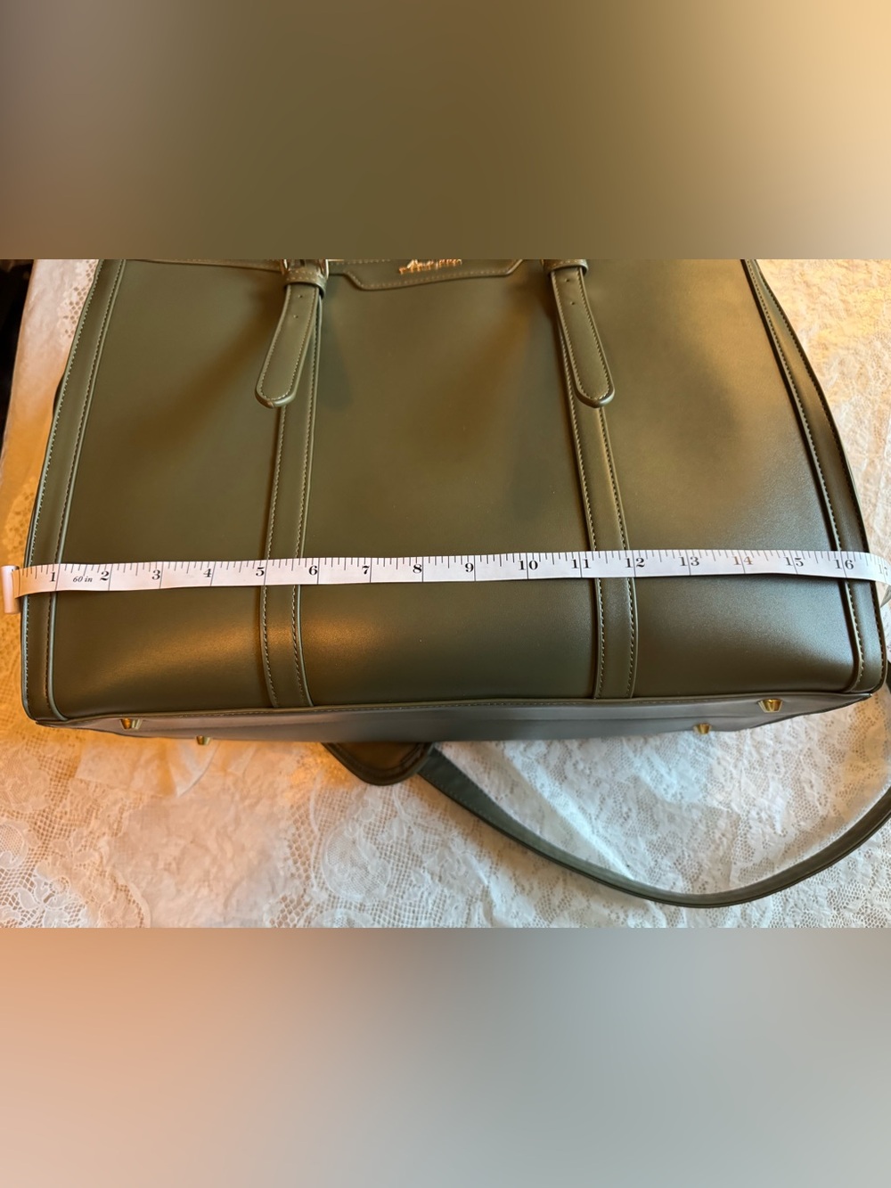Women’s Olive 15.6 Laptop Tote with Removable Shoulder Strap - Picture 5 of 10